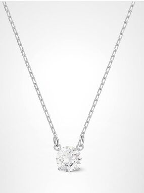 Swarovski Constella Round-Cut Crystal Solitaire Pendant Necklace - White